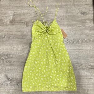 Lime green floral mini dress